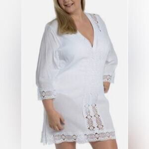 LA BLANCA V NECK TUNIC‎ SWIM COVER UP SIZE 2X